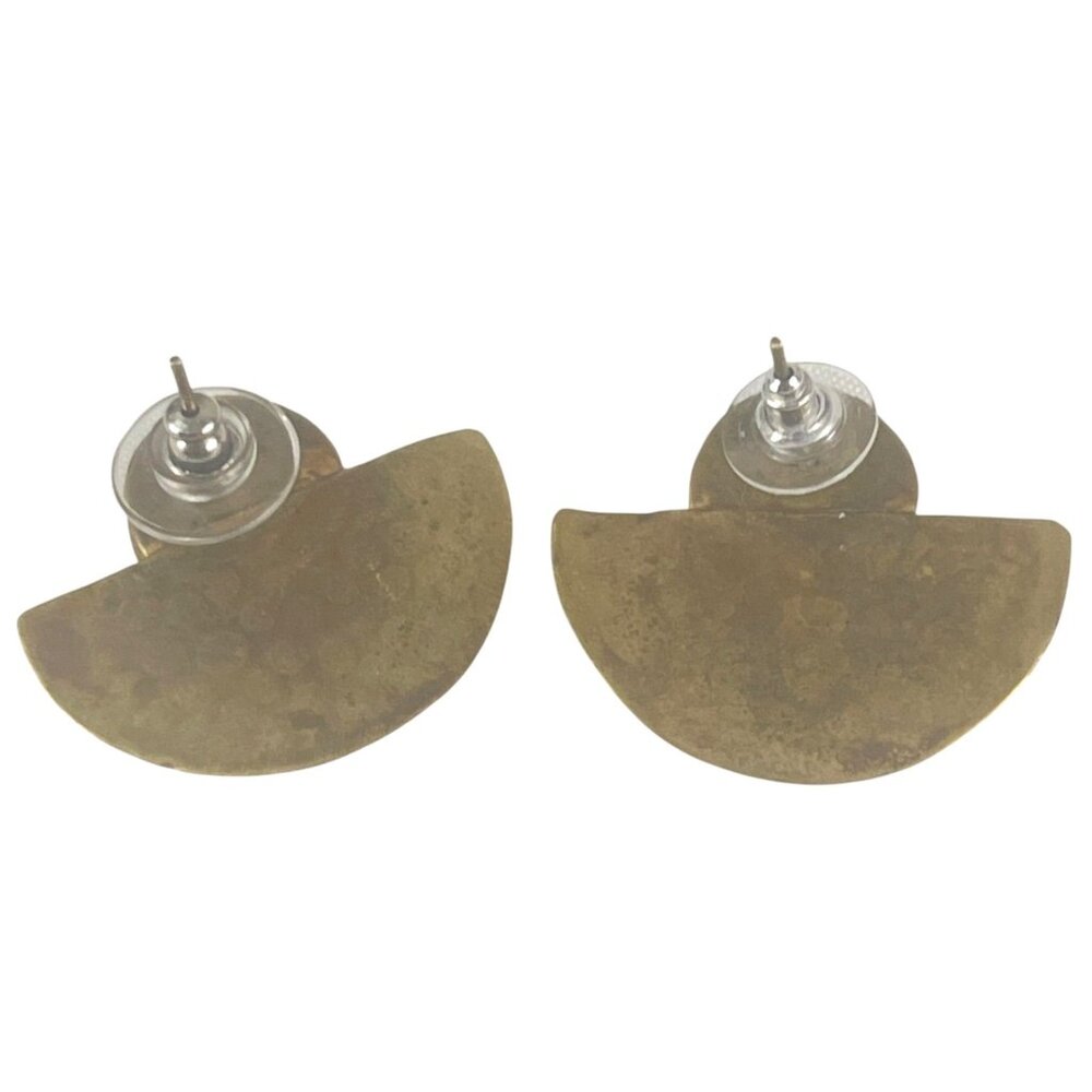 Hammered Brass Ruby Gemstone Statement Earrings - image 2